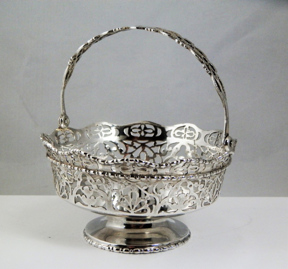 Chester Edwardian silver bonbon basket, Chester 1908