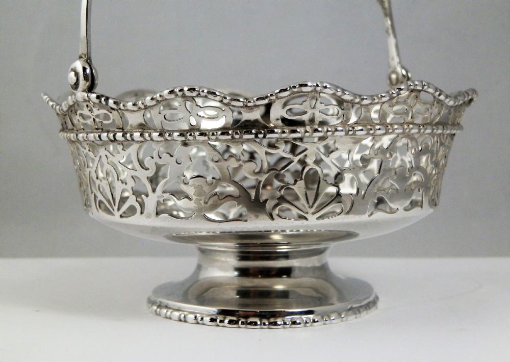 Chester Edwardian silver bonbon basket, Chester 1908 View IV
