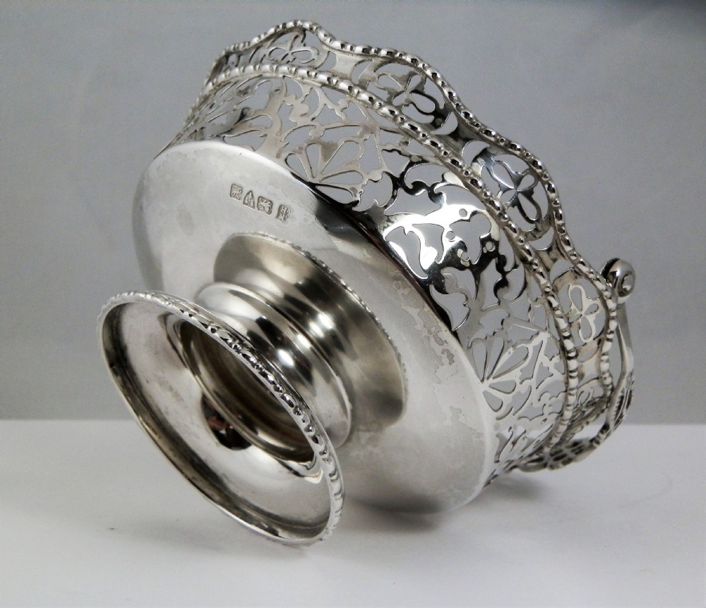 Chester Edwardian silver bonbon basket, Chester 1908 View V