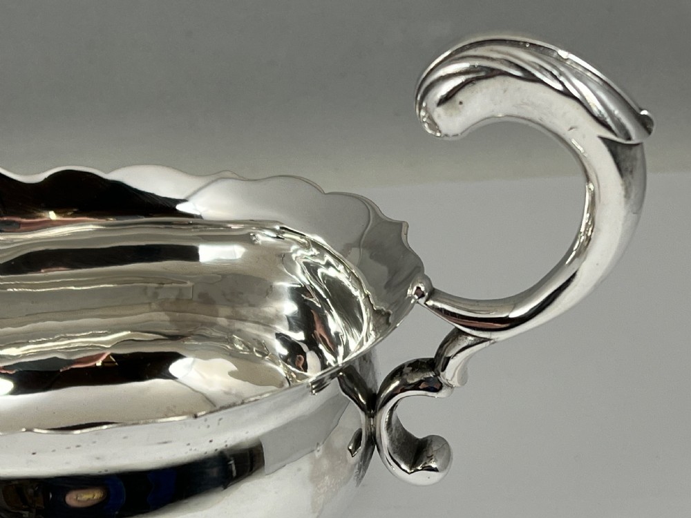 Antique George II pair of large silver sauce boats, London 1753 View VII