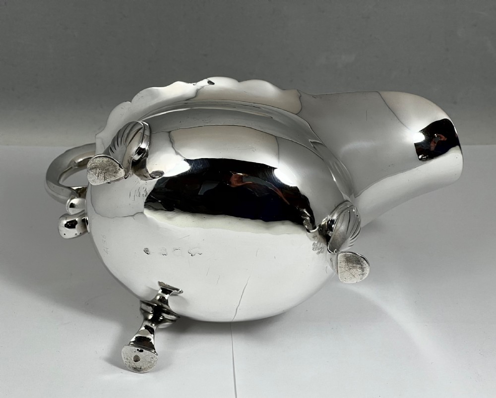 Antique George II pair of large silver sauce boats, London 1753 View IX