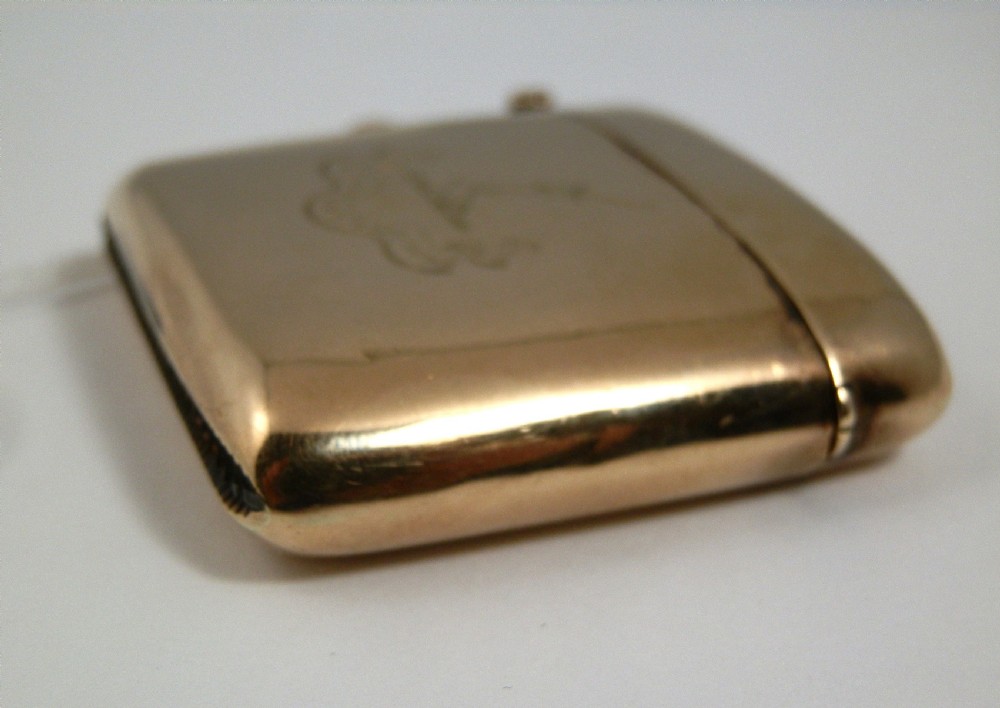 Victorian antique 9ct gold vesta, Birmingham 1898 View IV
