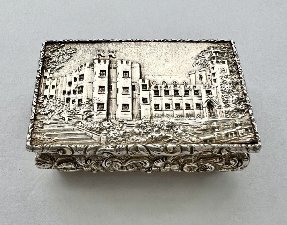 Victorian antique silver vinaigrette, Kenilworth Castle, Nathaniel Mills 1839