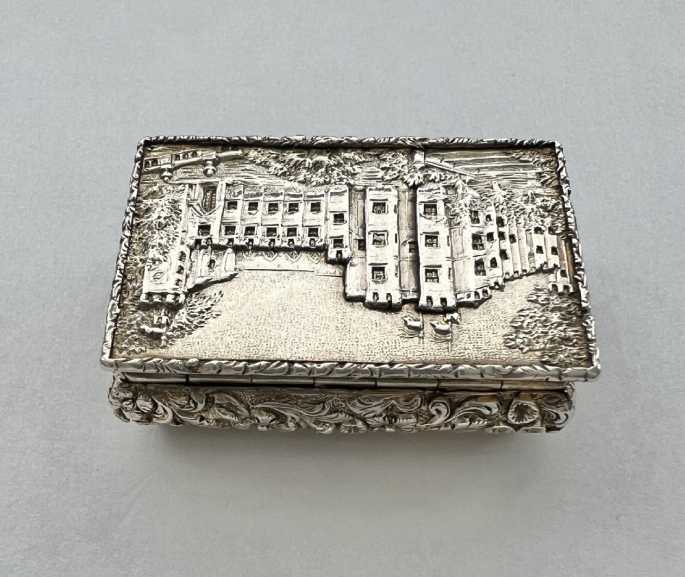 Victorian antique silver vinaigrette, Kenilworth Castle, Nathaniel Mills 1839 View III