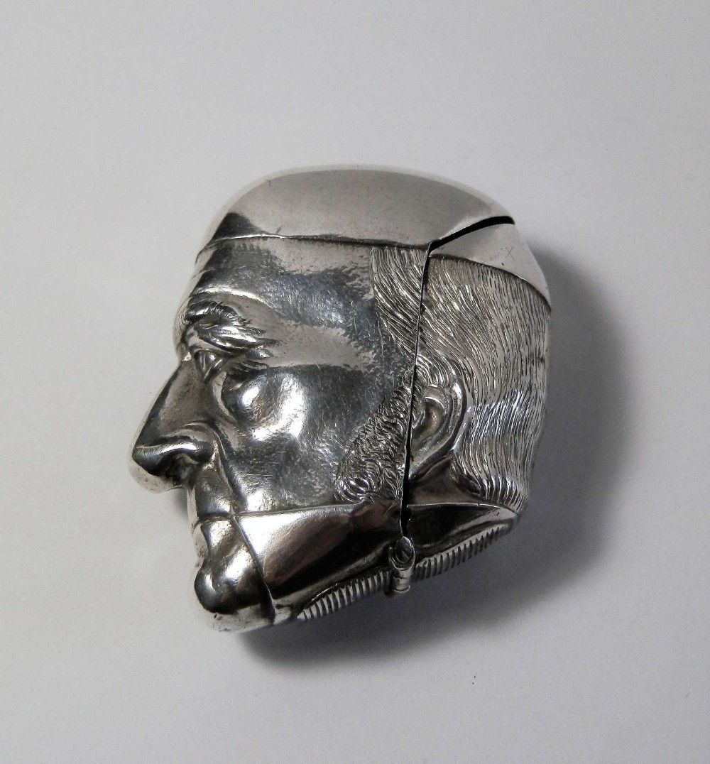 Victorian antique silver vesta of Wm Gladstone, Birmingham 1887
