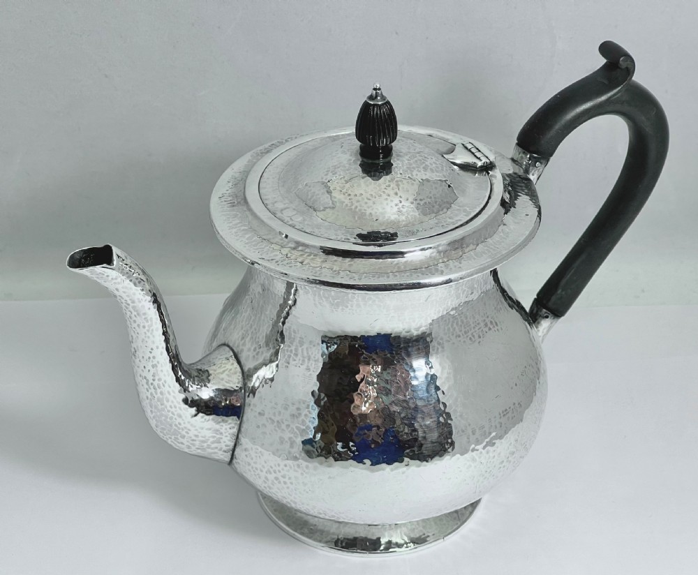 Arts and Crafts silver tea pot by Sybil Dunlop, London 1930. View II