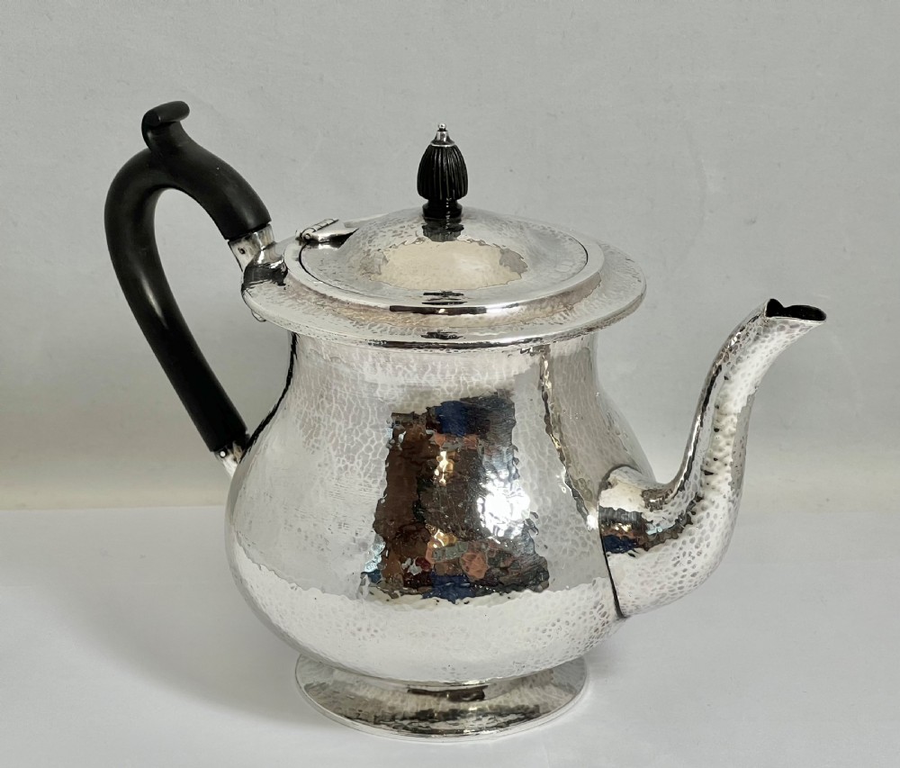 Arts and Crafts silver tea pot by Sybil Dunlop, London 1930. View III