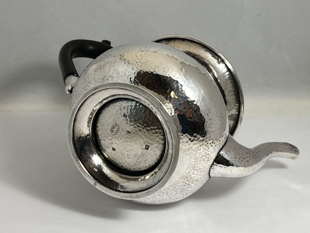 Arts and Crafts silver tea pot by Sybil Dunlop, London 1930. View IV