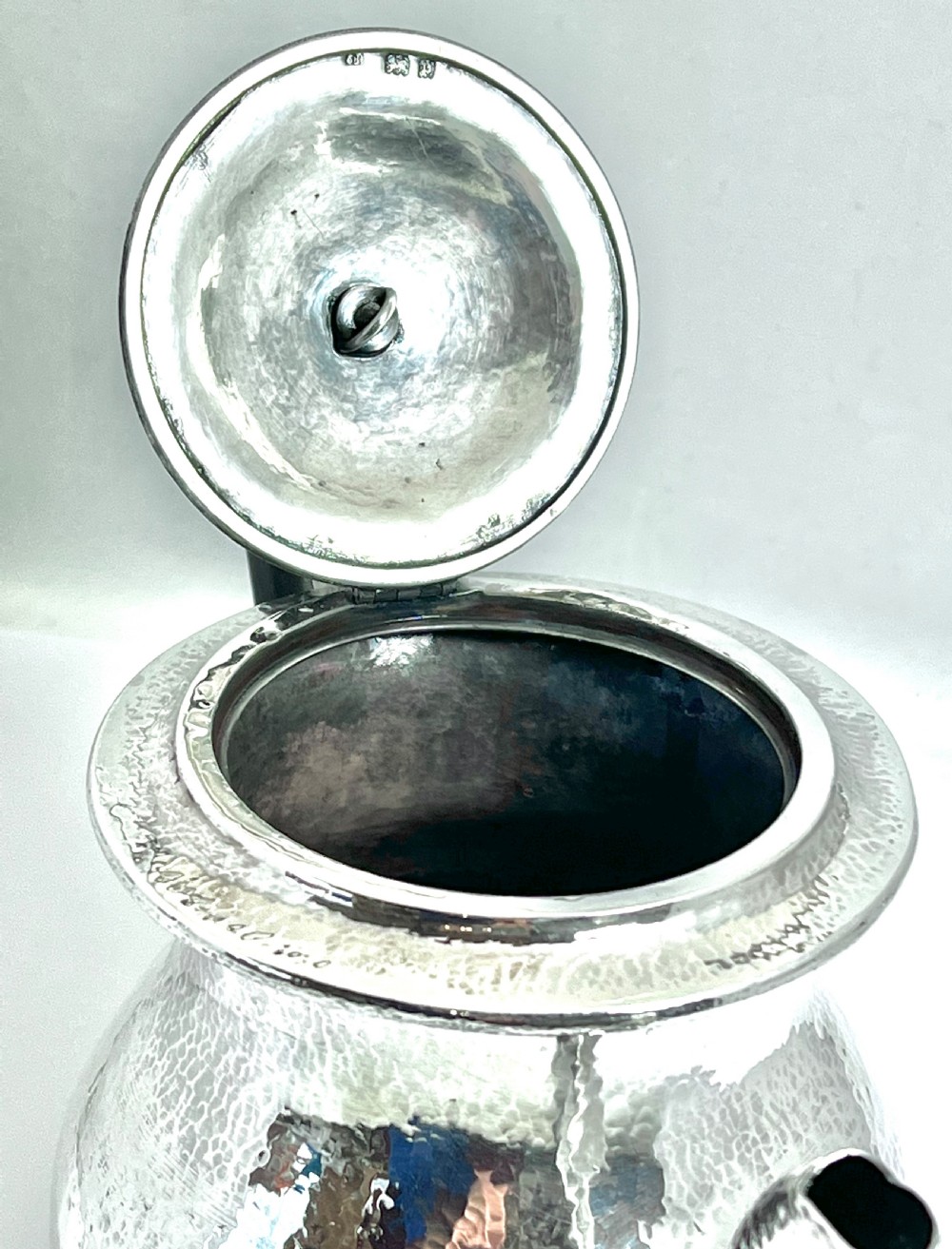 Arts and Crafts silver tea pot by Sybil Dunlop, London 1930. View IX