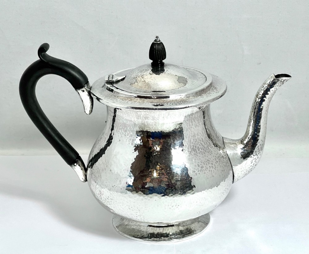 Arts and Crafts silver tea pot by Sybil Dunlop, London 1930. View X