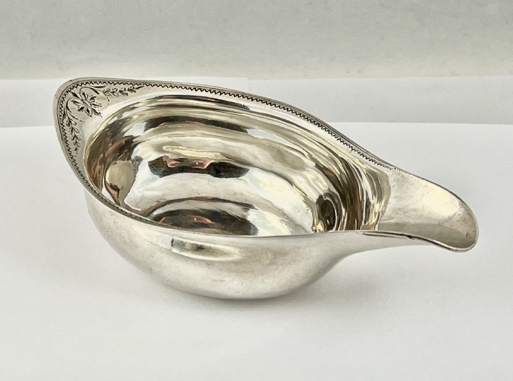 George III antique silver pap boat, Robert Hennell,1809 View VI