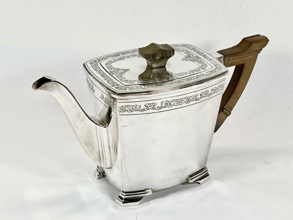 George VI antique silver Art Deco 4 pce Tea Set, Sheffield 1938 View IV