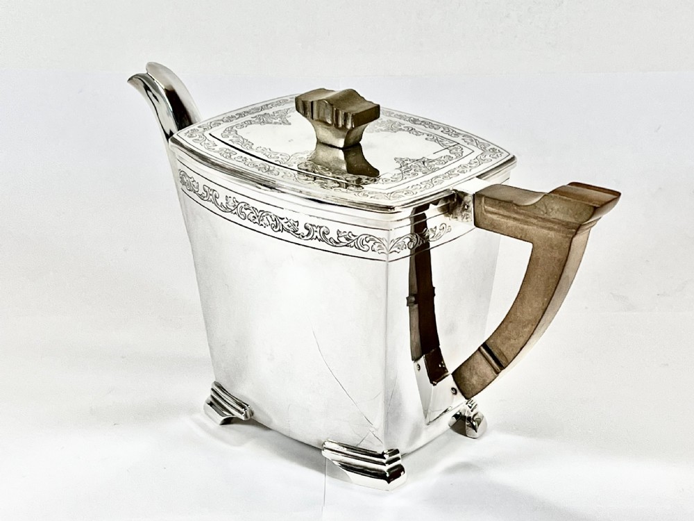 George VI antique silver Art Deco 4 pce Tea Set, Sheffield 1938 View V