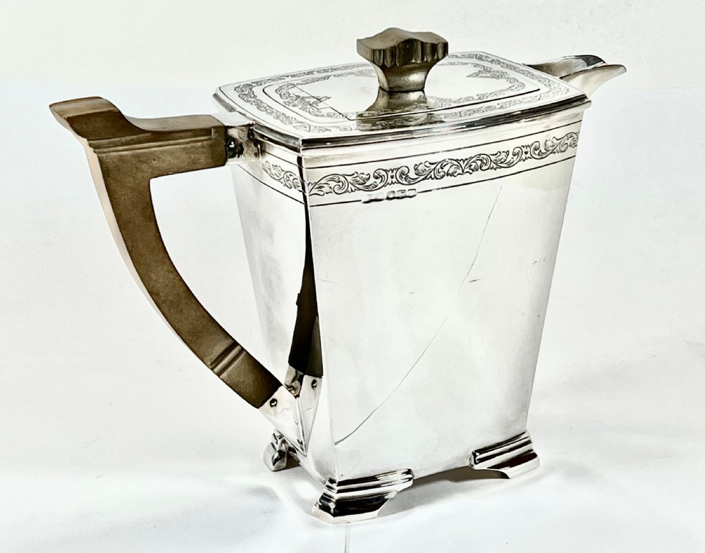 George VI antique silver Art Deco 4 pce Tea Set, Sheffield 1938 View X