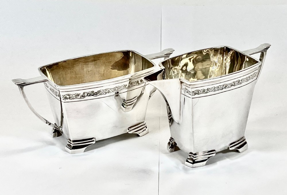 George VI antique silver Art Deco 4 pce Tea Set, Sheffield 1938 View XIV