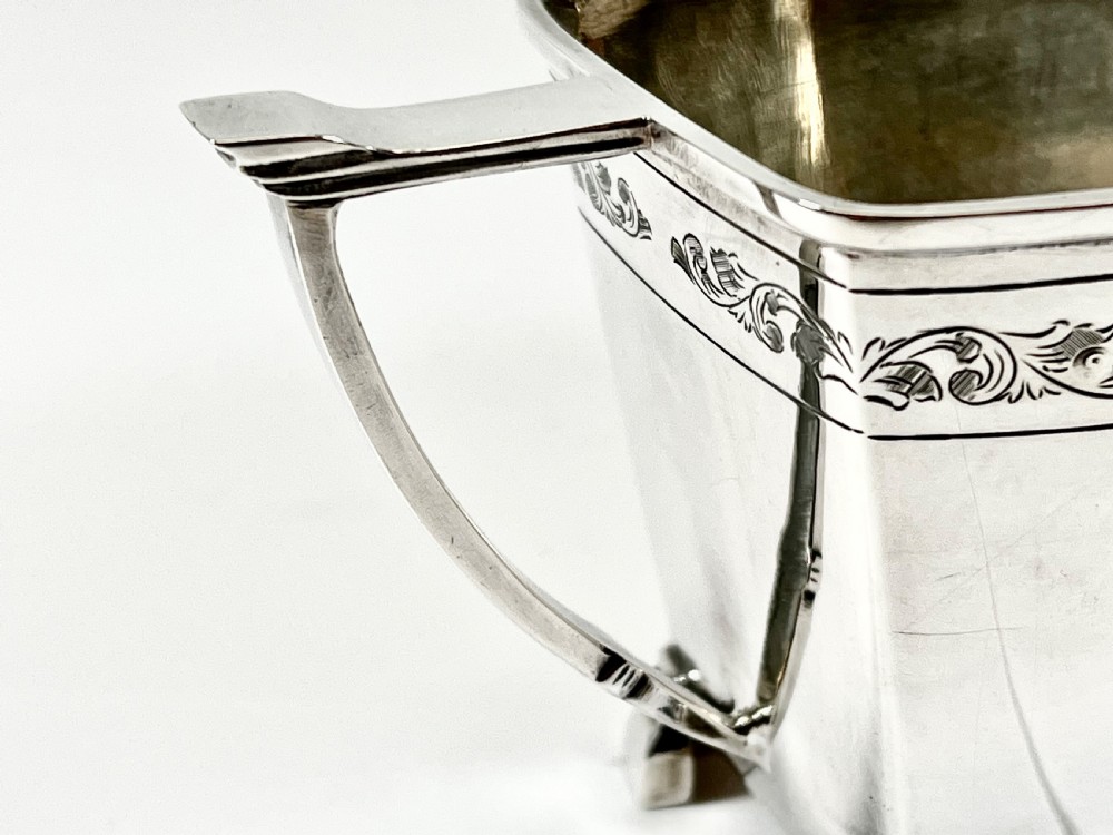 George VI antique silver Art Deco 4 pce Tea Set, Sheffield 1938 View XVI