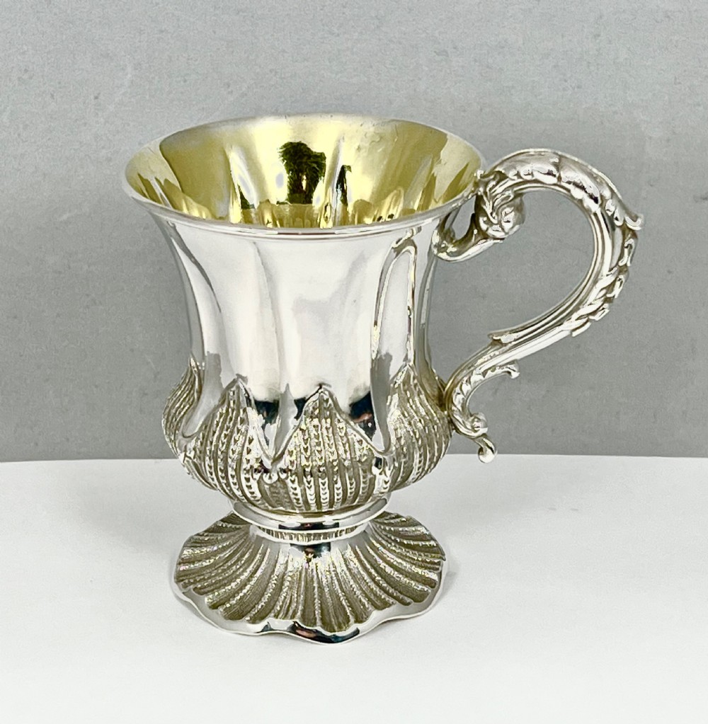 Victorian antique silver christening cup, Sheffield 1853