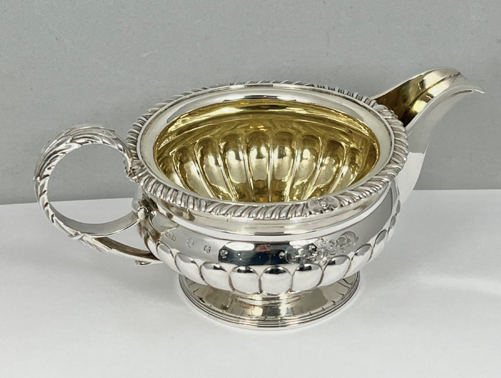 George III antique Scottish silver milk jug. McHattie 1815. View III