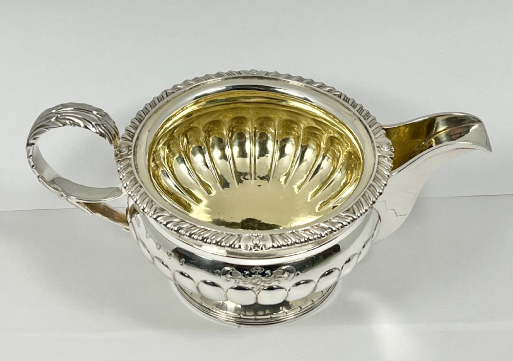 George III antique Scottish silver milk jug. McHattie 1815. View VII