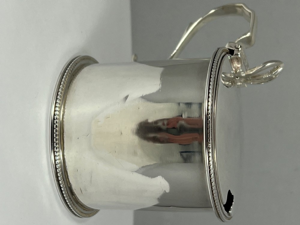 Victorian antique silver drum shaped mustard pot, London 1869 View VIII