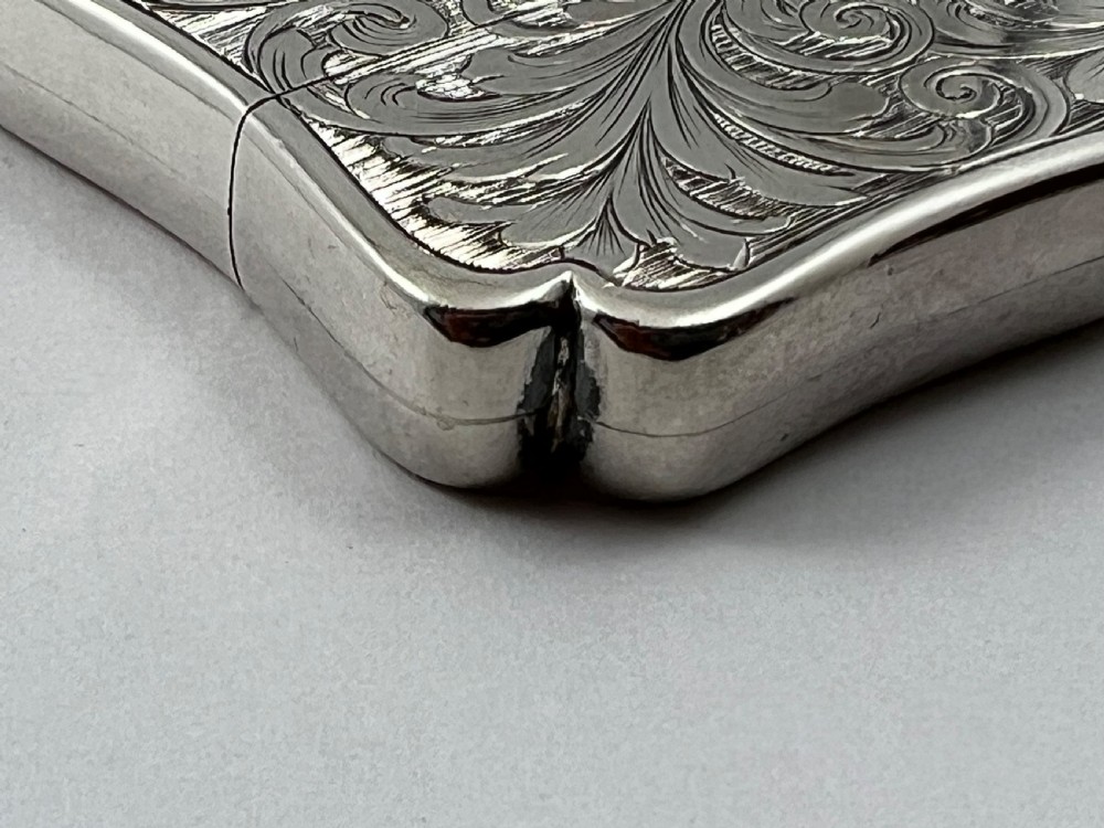 Victorian antique silver card case, London Bridge by Nathaniel Mills View II