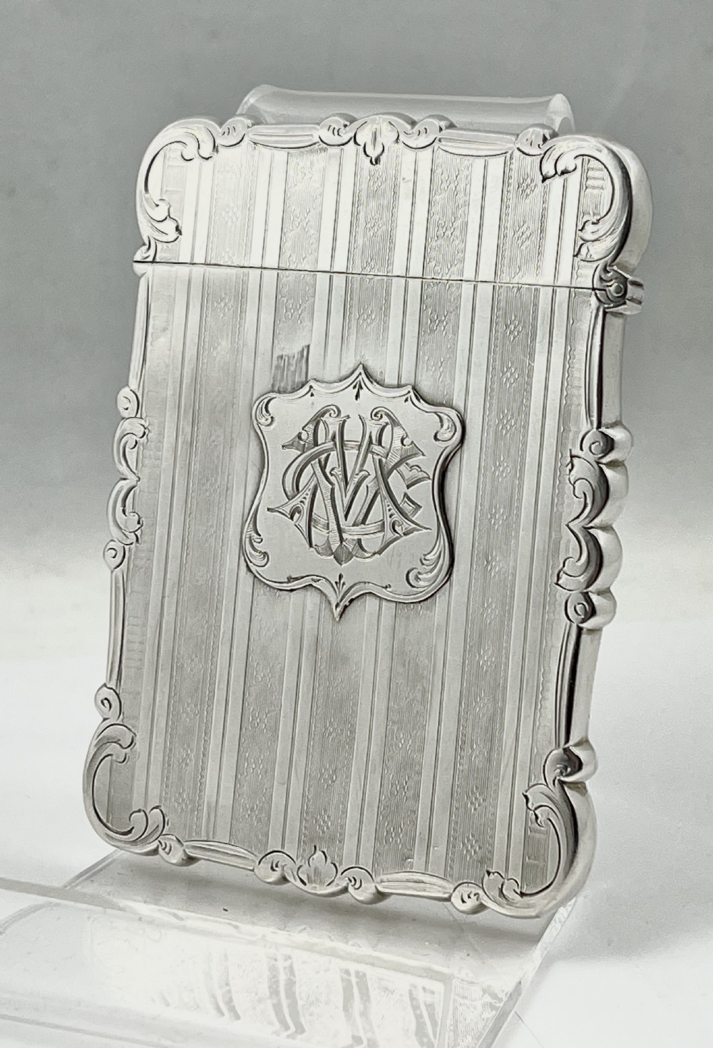 Victorian antique silver card case, London Bridge by Nathaniel Mills View XXI