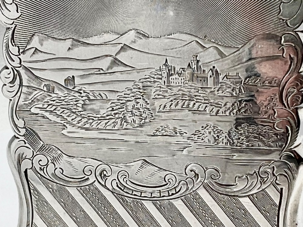 Victorian antique silver card case of Balmoral Castle by Nathaniel Mills View II