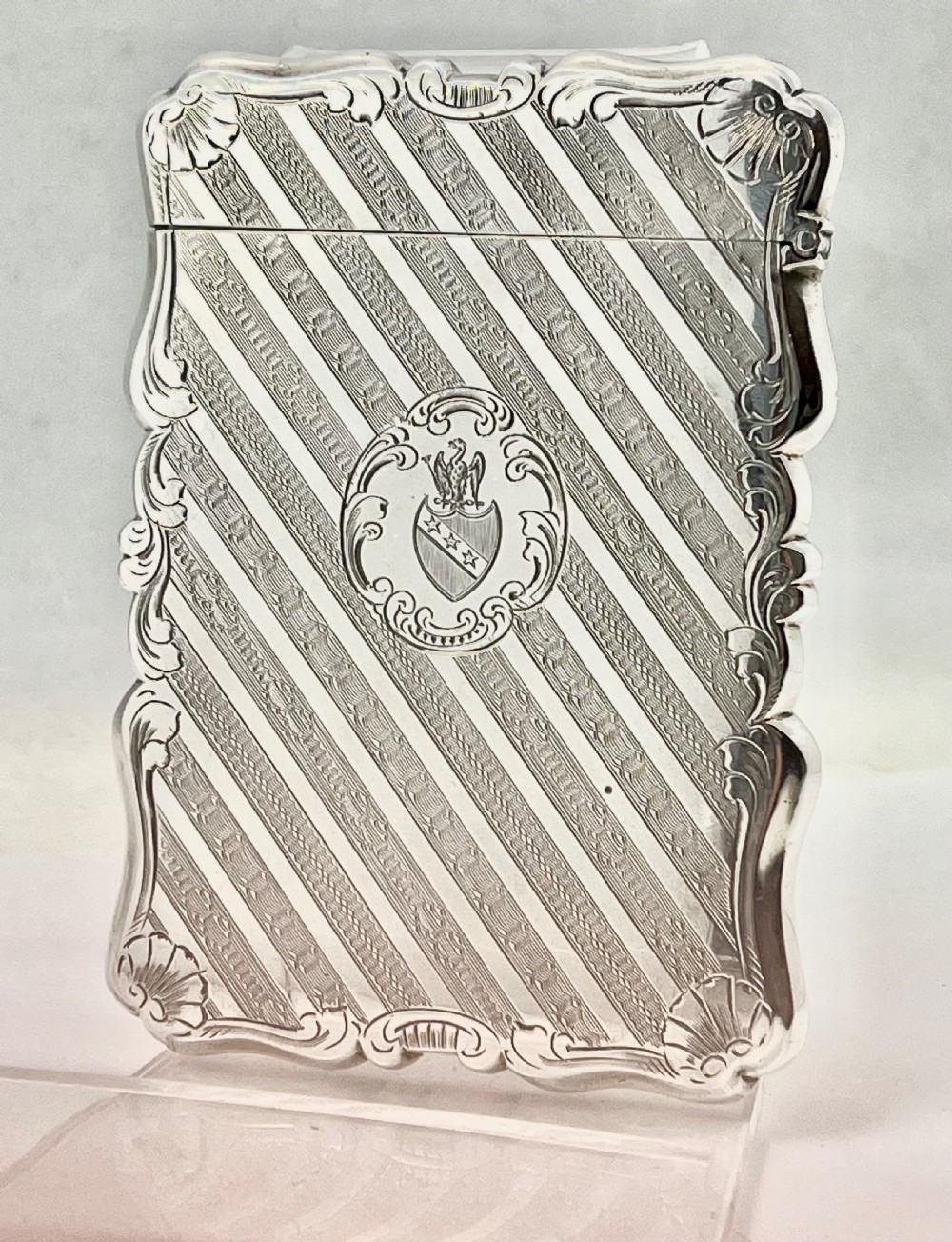 Victorian antique silver card case of Balmoral Castle by Nathaniel Mills View III