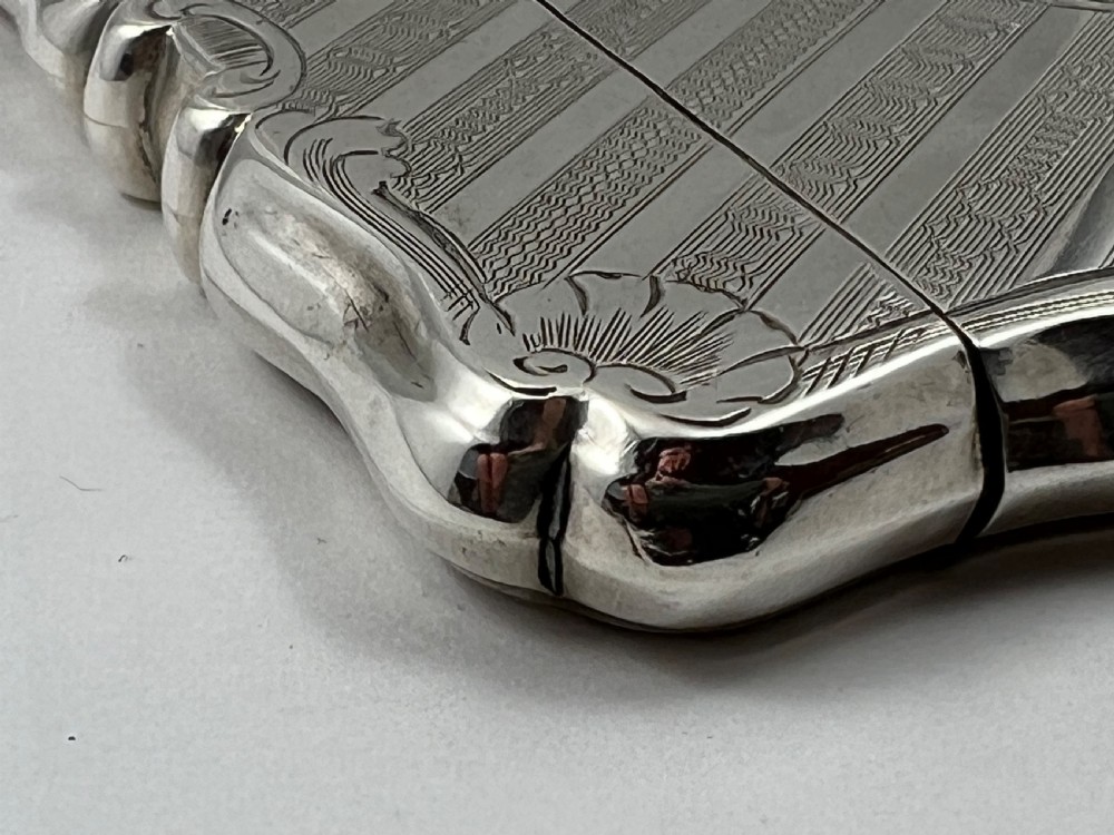 Victorian antique silver card case of Balmoral Castle by Nathaniel Mills View VI
