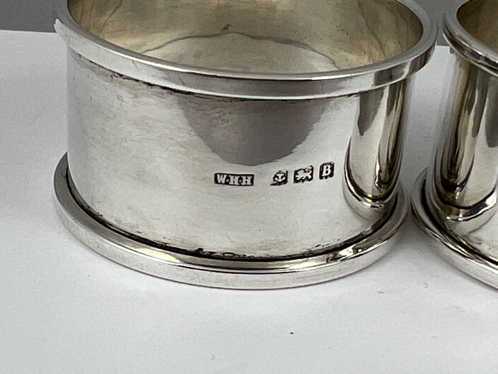 Art Nouveau silver and enamel pair of napkin rings by W.H.Haseler View V