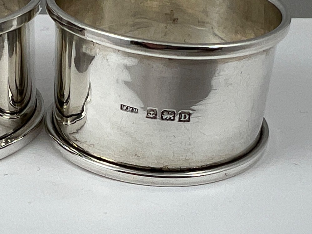 Art Nouveau silver and enamel pair of napkin rings by W.H.Haseler View VI