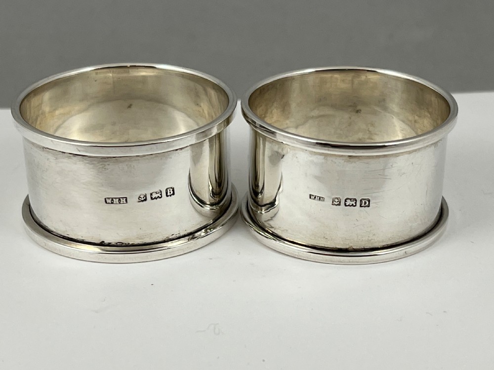 Art Nouveau silver and enamel pair of napkin rings by W.H.Haseler View VII