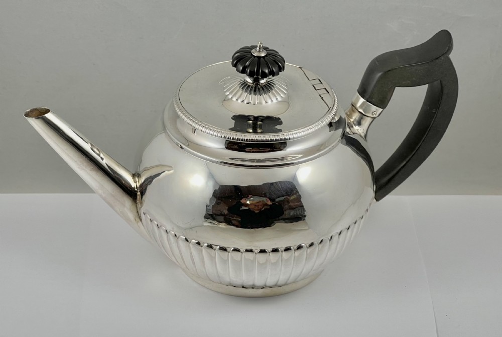 George III antique silver tea pot, London 1802 View II