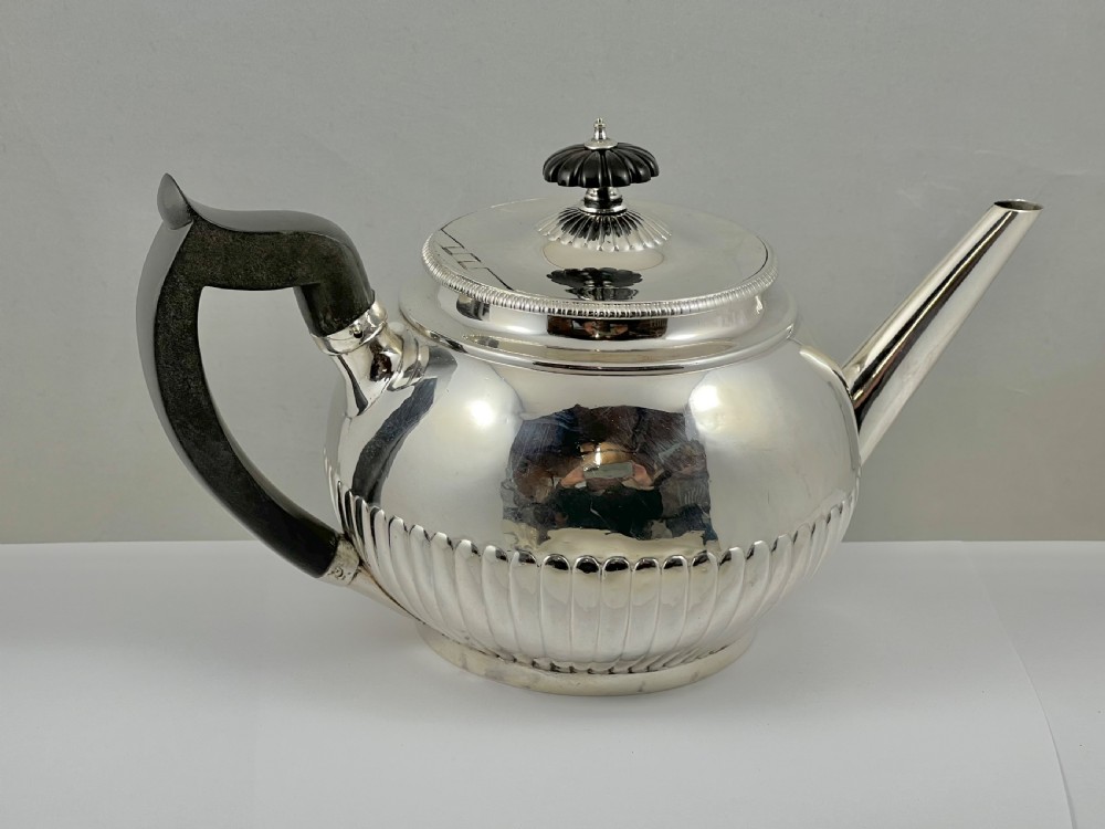 George III antique silver tea pot, London 1802 View III