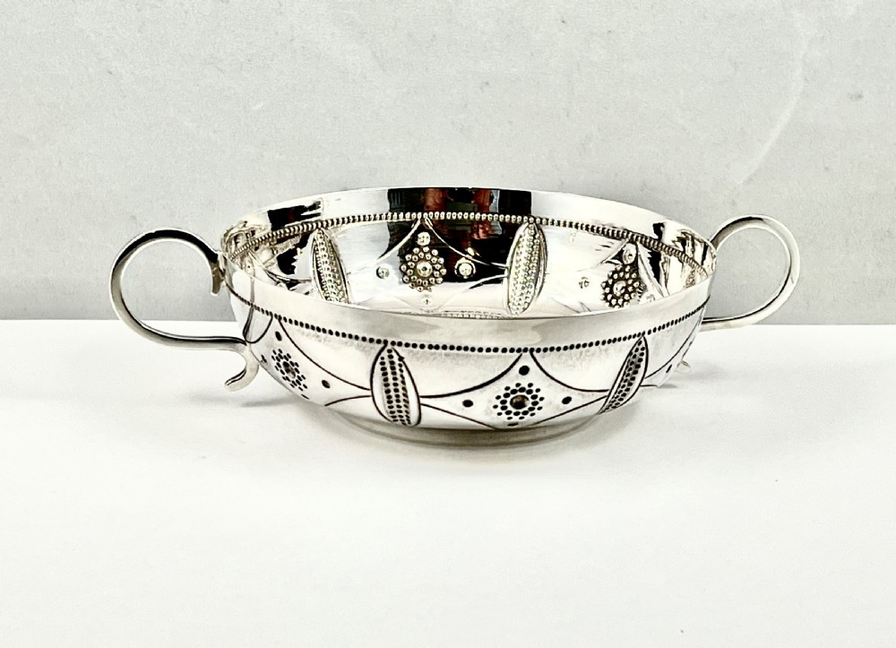 Victorian antique silver Charles II replica porringer, London 1890 View VII