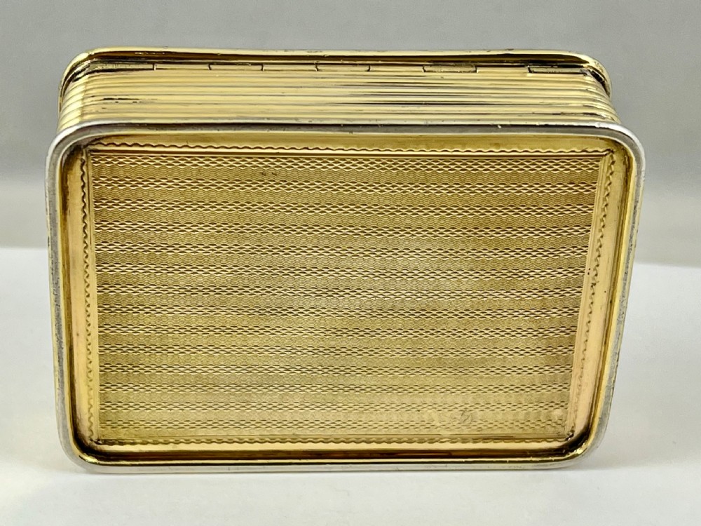 George III silver gilt antique table snuff box, Battle scene, London 1812 View VI