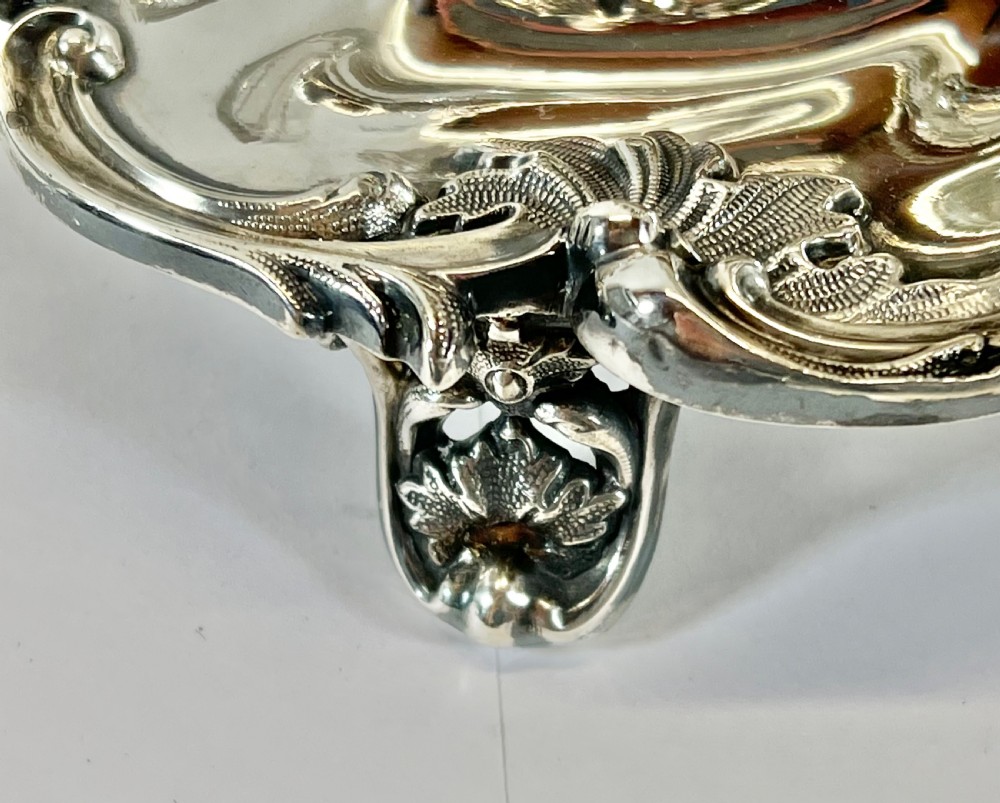 Victorian antique silver desk ink stand, Sheffield 1842 View X
