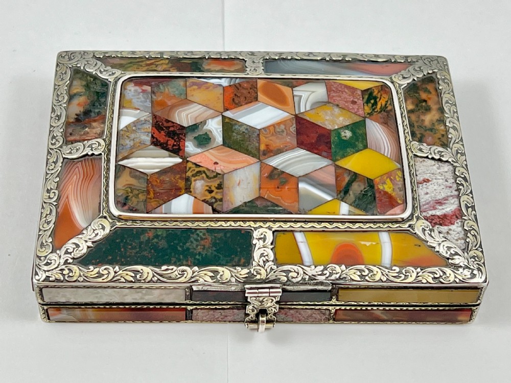 Scottish antique Victorian silver and agate sewing case, c.1860 View XIII