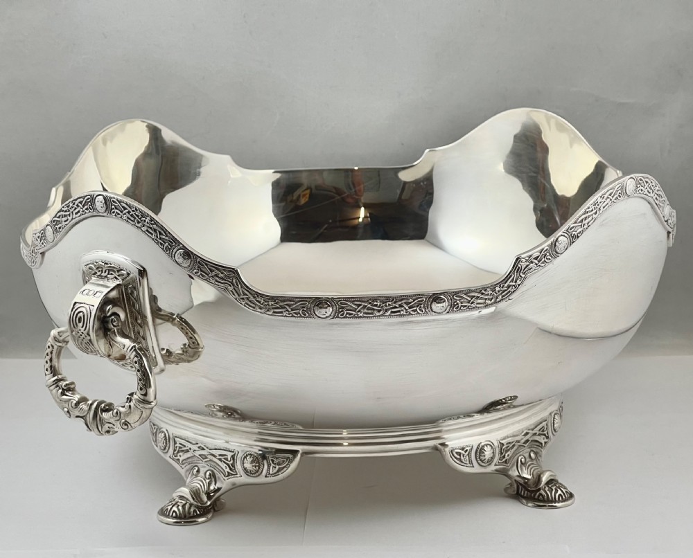 George V silver antique Celtic revival fruit bowl, Elkington 1913