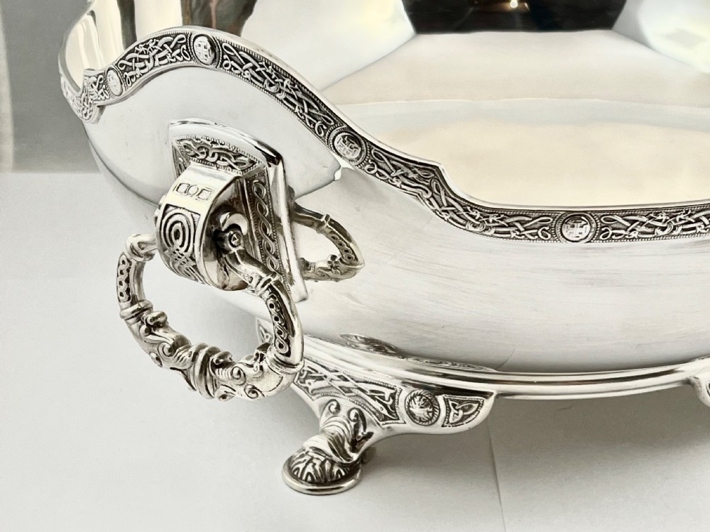 George V silver antique Celtic revival fruit bowl, Elkington 1913 View II