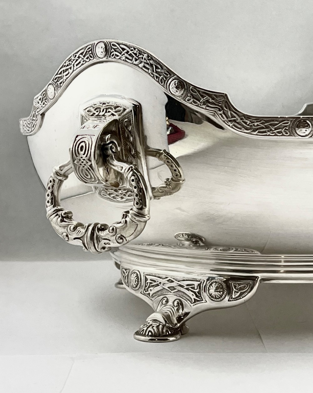 George V silver antique Celtic revival fruit bowl, Elkington 1913 View V