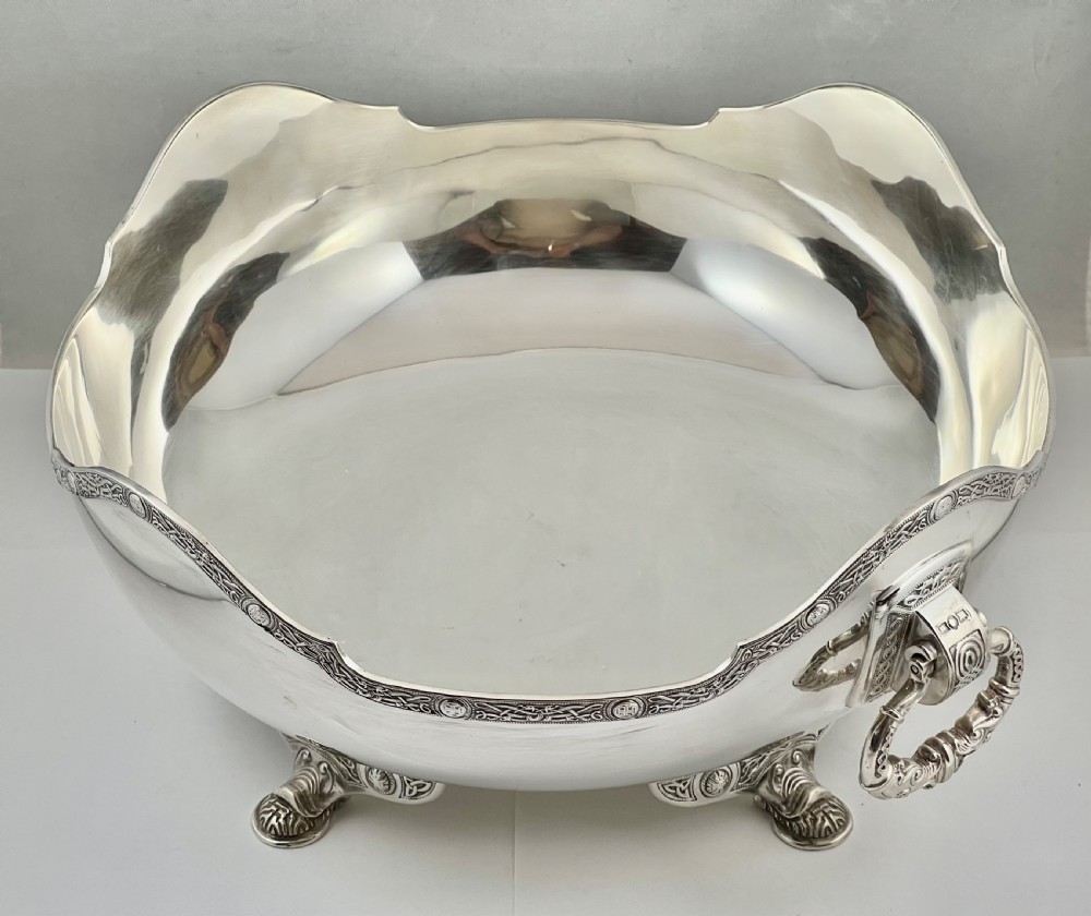 George V silver antique Celtic revival fruit bowl, Elkington 1913 View VI