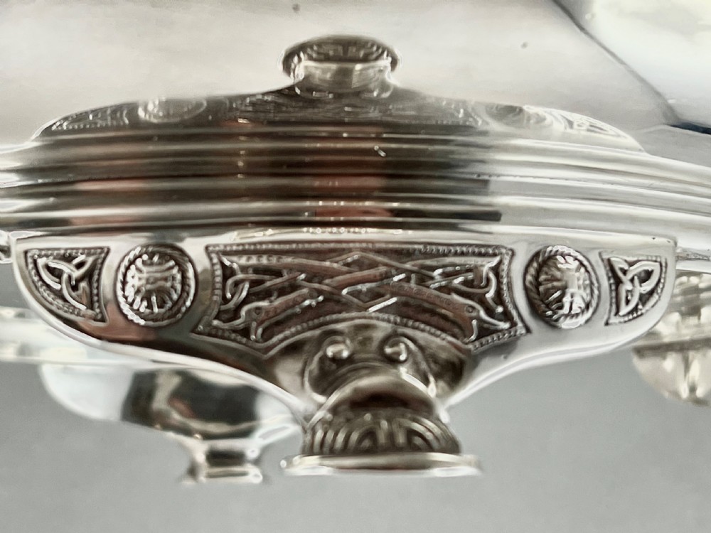 George V silver antique Celtic revival fruit bowl, Elkington 1913 View X