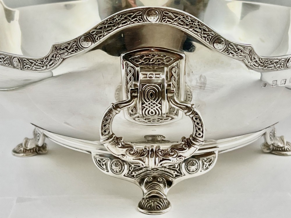 George V silver antique Celtic revival fruit bowl, Elkington 1913 View XI
