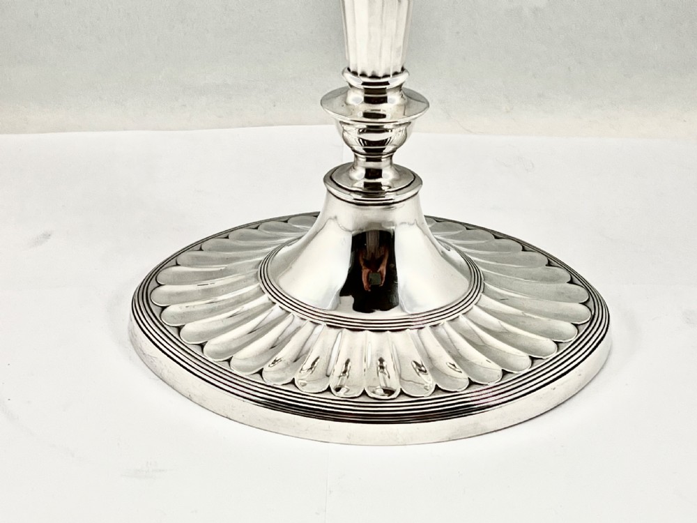 Pair of Victorian antique silver candlesticks, Sheffield 1893. View VI