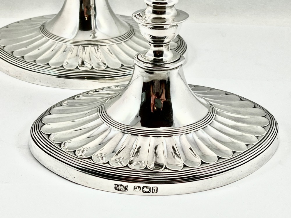 Pair of Victorian antique silver candlesticks, Sheffield 1893. View VIII