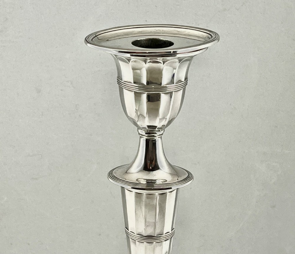 Pair of Victorian antique silver candlesticks, Sheffield 1893. View IX