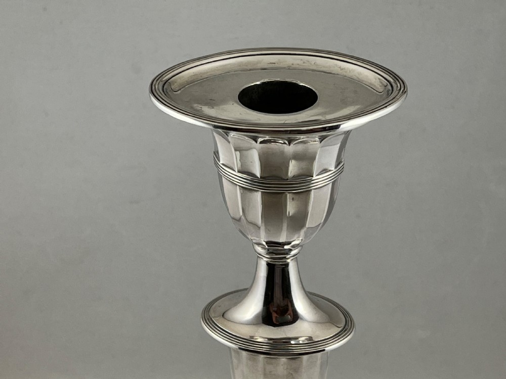 Pair of Victorian antique silver candlesticks, Sheffield 1893. View X