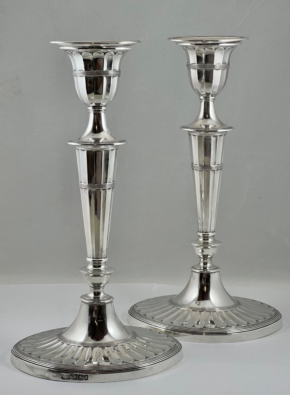 Pair of Victorian antique silver candlesticks, Sheffield 1893. View XI