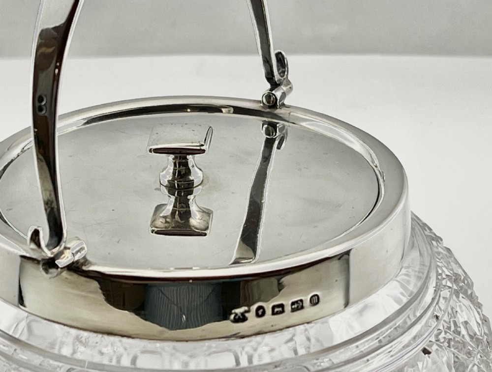 Victorian antique glass and silver lidded bowl, Birmingham 1886 View V